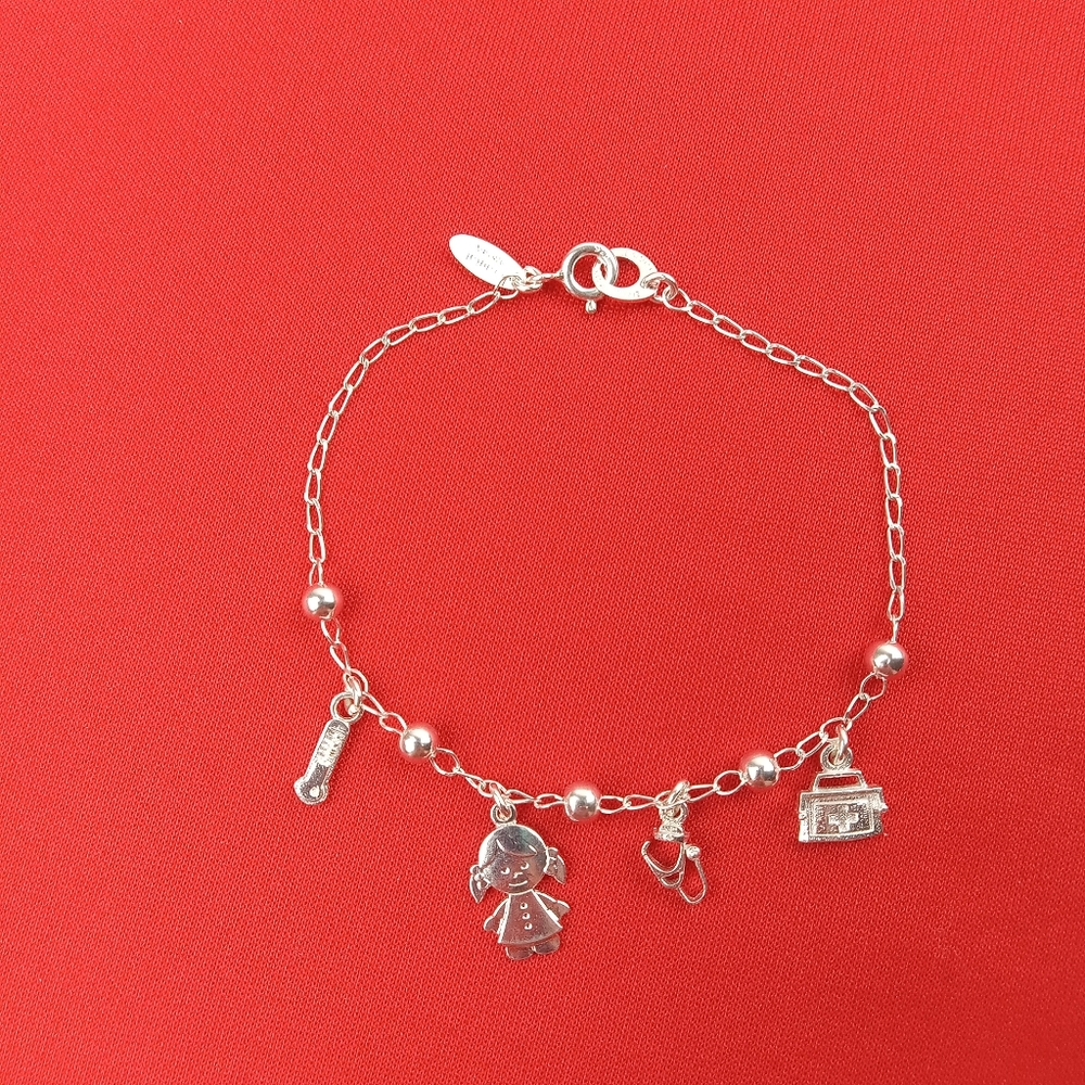 925 sterling Silver women bracelet with nurse charms pulcera de Plata co… - Picture 5 of 9